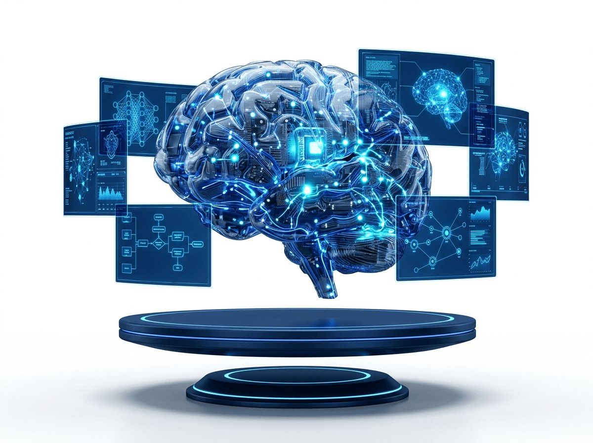 AI neural brain and intelligent automation 3D illustration